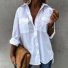 Рубашка большого размера с грудью и длинным рукавом с одним клапаном, женская свободная рубашка с разрезом по краю