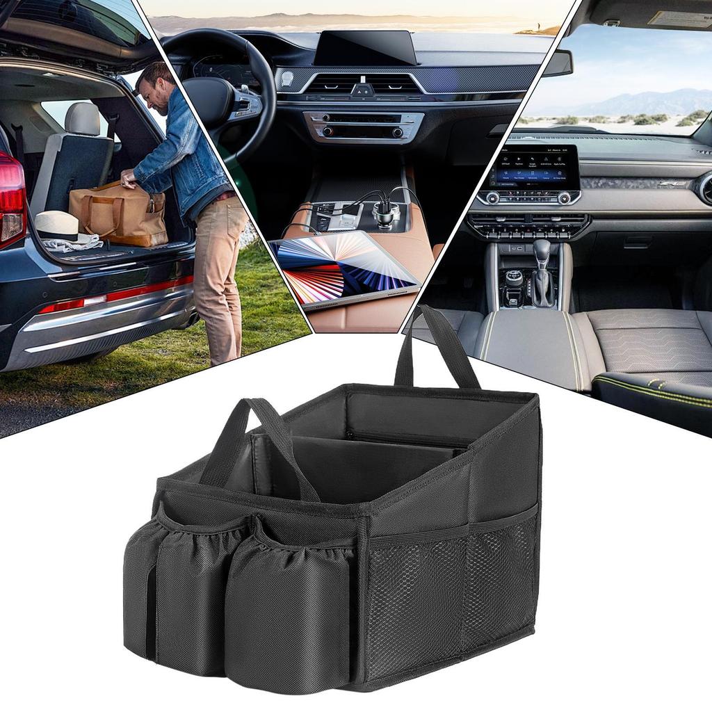 Front Seat Organizer Foldable Console Storage Caddy With Handle Interior Organizer Accessories For Toys Tissues Snacks Drinks