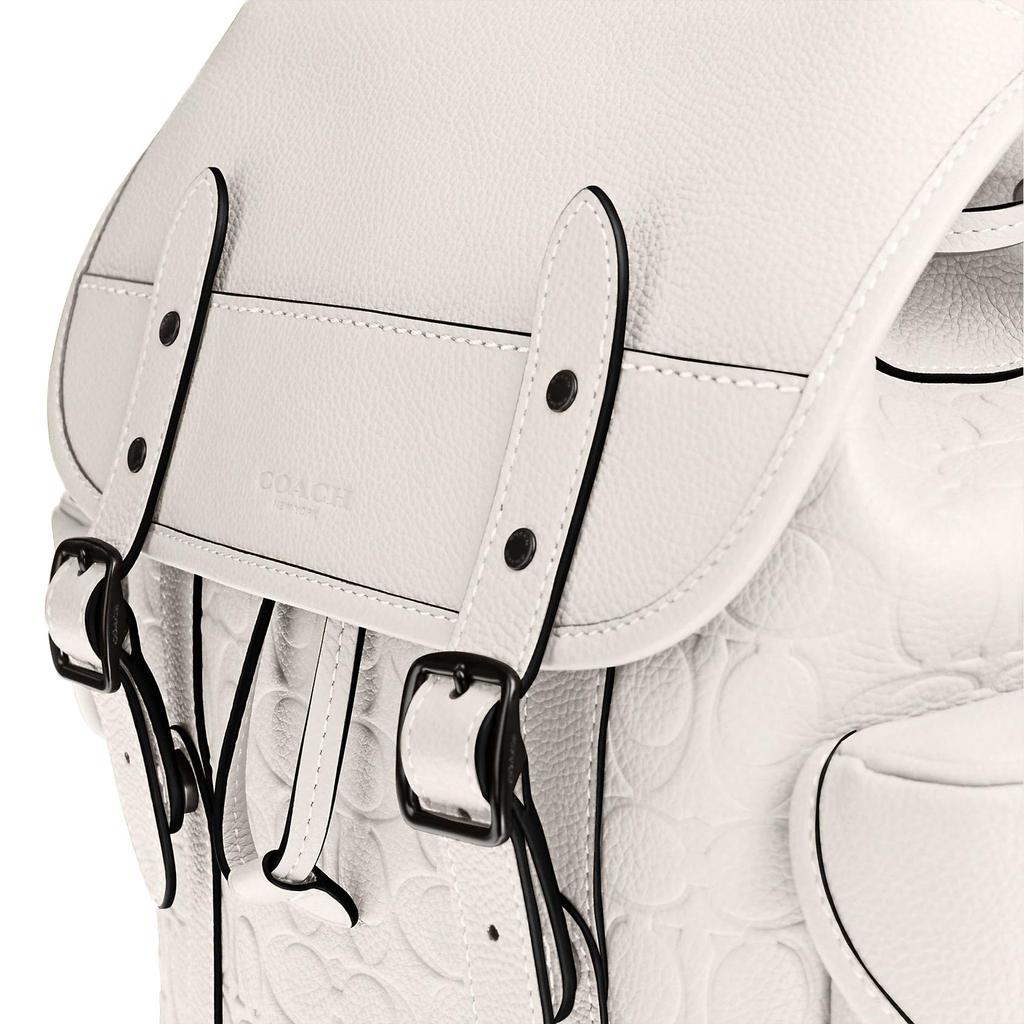 Coach Hitch 31 Logo Embossed Drawstring Closure Leather Backpack Large Women Backpack White CH767-CHK