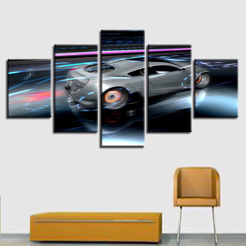 Технология Концепция Спортивный автомобиль Современный холст HD Печать Постеры Домашний декор Настенные художественные картины 5 шт. Художественные картины без рамки