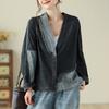 Women's Fall and Winter Large Size Loose Denim Jacket Short Section Splicing Denim Jacket