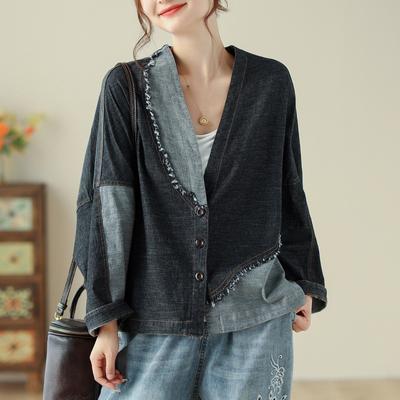 Женская осенне-зимняя свободная джинсовая куртка большого размера с короткой джинсовой курткой