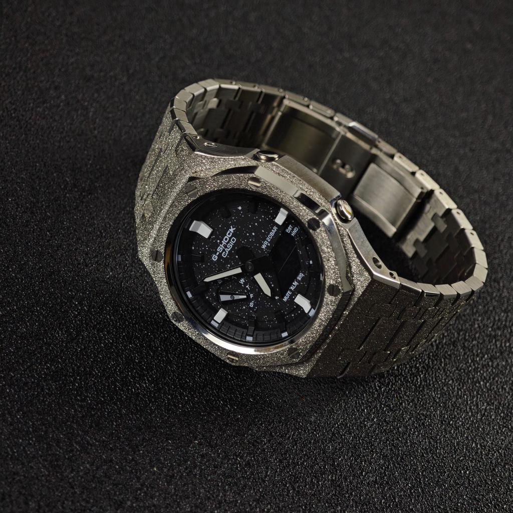 Casio Специальная коллекция GA2100 Кварцевый механизм Стальной ремешок Часы Унисекс Черный циферблат GA-2100SKE-7A(Часы1--)