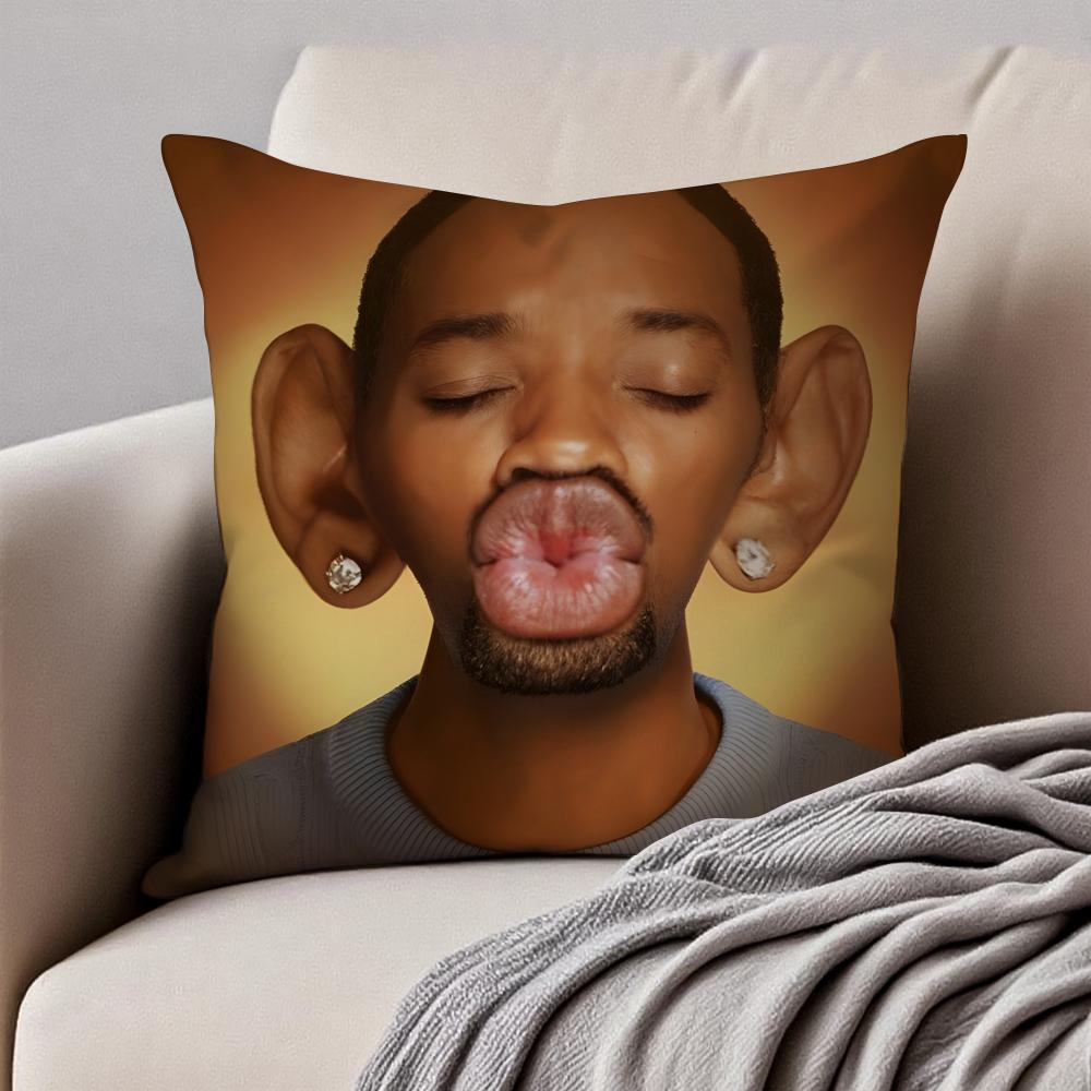 WWill SSmith meme Cushion Cover Pillowcase Antidustmite Invisible Zipper Short Plush Sofa Cushion