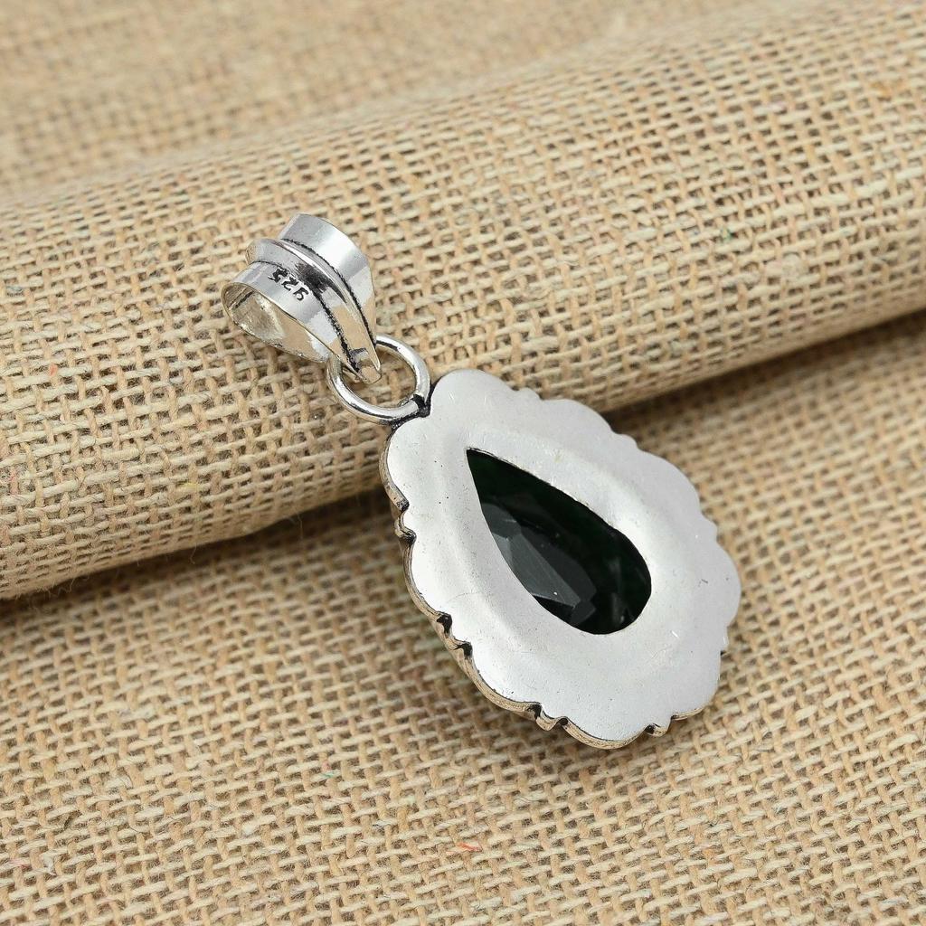 Подвеска из драгоценного камня ручной работы из стерлингового серебра 925 пробы Chrome Diopside для нее