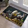 1Pcs Multicolored Egg And Rabbit Rug Machine Washable Carpet, For Bathroom Kitchen Living Room Bedroom Entrance Door Easter Decor