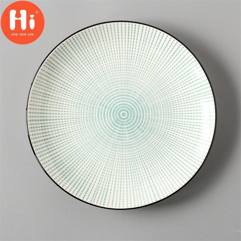 Japanese Style 8 Inch Ceramic Under Glazed Vegetable Dinner Plate Simple Dessert Plate Household Small Steak Dish Food Container