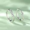 Sweet Romantic Silver Color Twig Thorn Leaf Couples Rings Simple Branch Geometric Open Adjustable Rings Lovers Valentine's Day