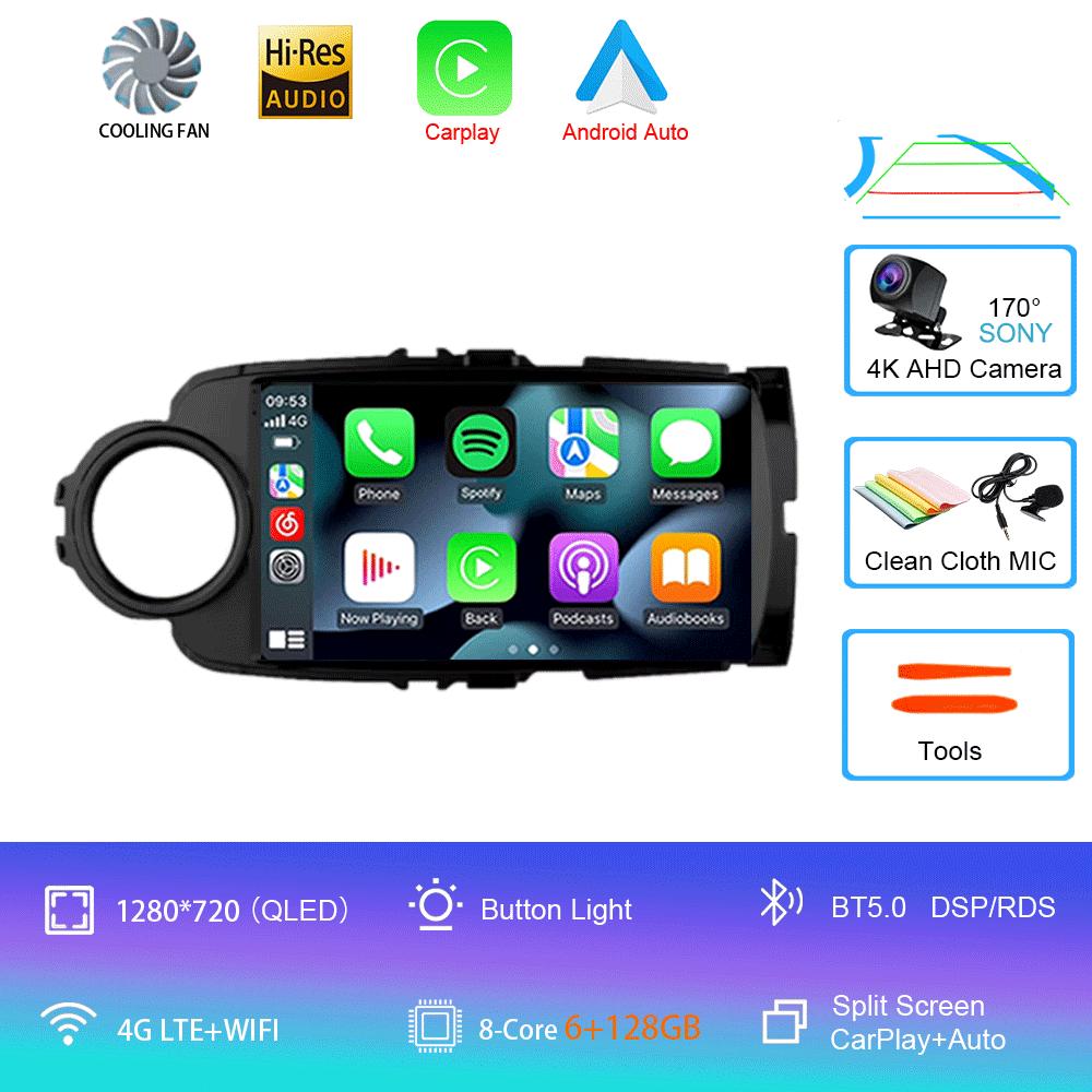 Car Radio Android 14 Carplay For Toyota Yaris 2012 2013 2014 2015 2016 2017 Navigation GPS Multimedia Player stereo wifi BT Auto