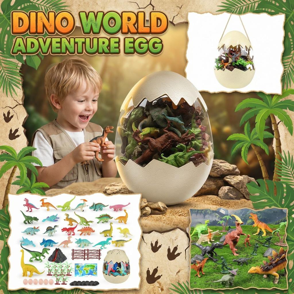 Easter Dino Egg Toy - Hatchable Dinosaur Animal Figures, Surprise Egg With Play Set For Kids & Collectors