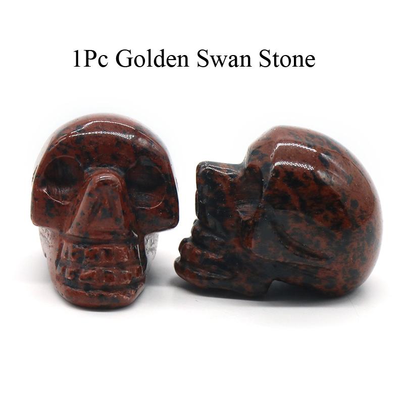1Pc Natural Stone Carved Skull Natural Crystal Crafts Ornaments Halloween Ghost Festival Decorations Jewelry Furnishings Supplies Gifts 25x20x18 Mm