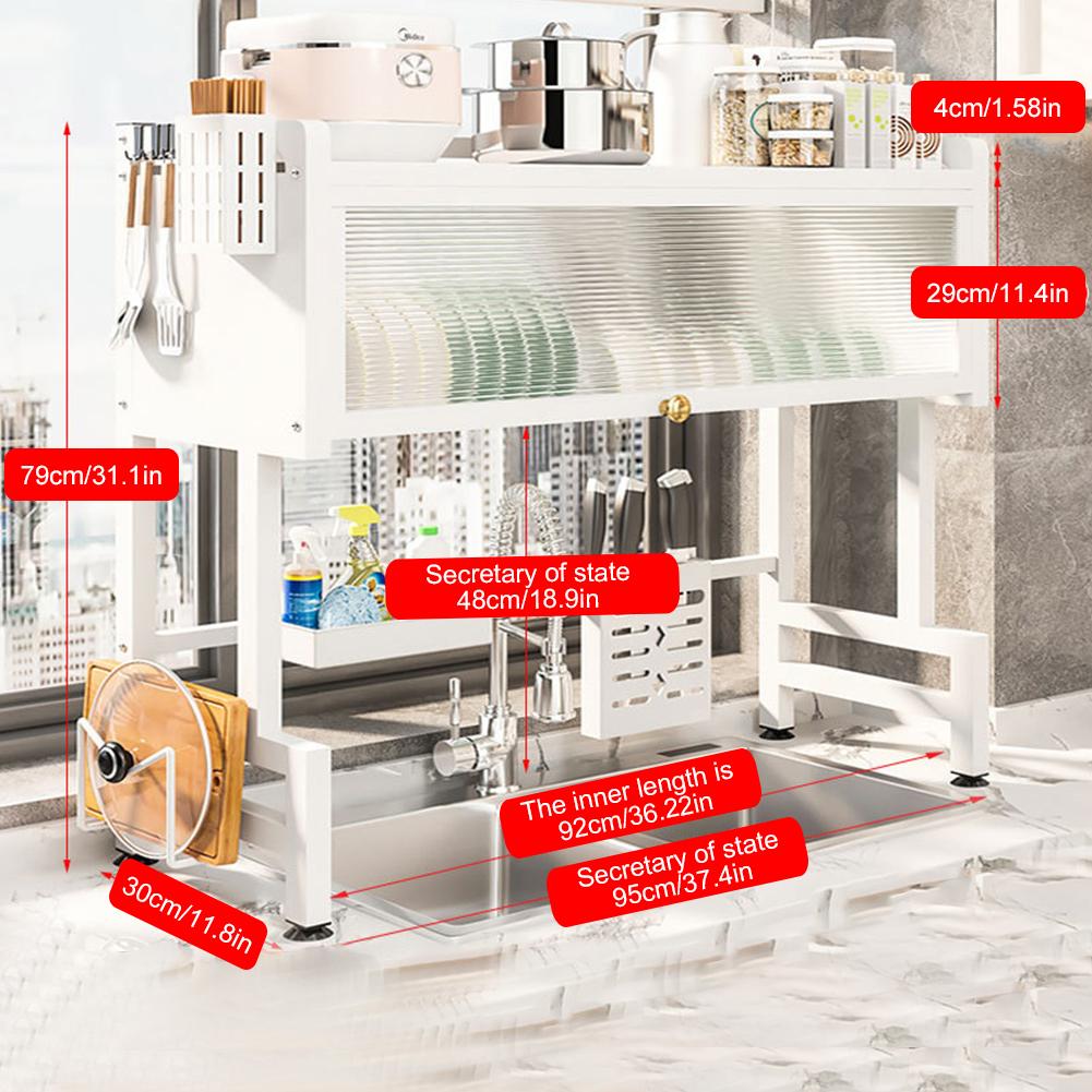 Многофункциональный шкаф-органайзер Стальной сушилка для посуды над раковиной 3-ярусная подставка для кухонной утвари и стаканов Большая сушилка для посуды над раковиной с крышкой