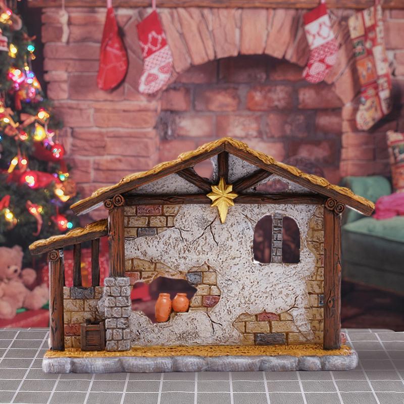 Рождественский хлев, дом, сарай, статуя, ясли, сцена, скульптура, украшение, полимерная фигурка, религиозный подарок, украшение, декор для рабочего стола
