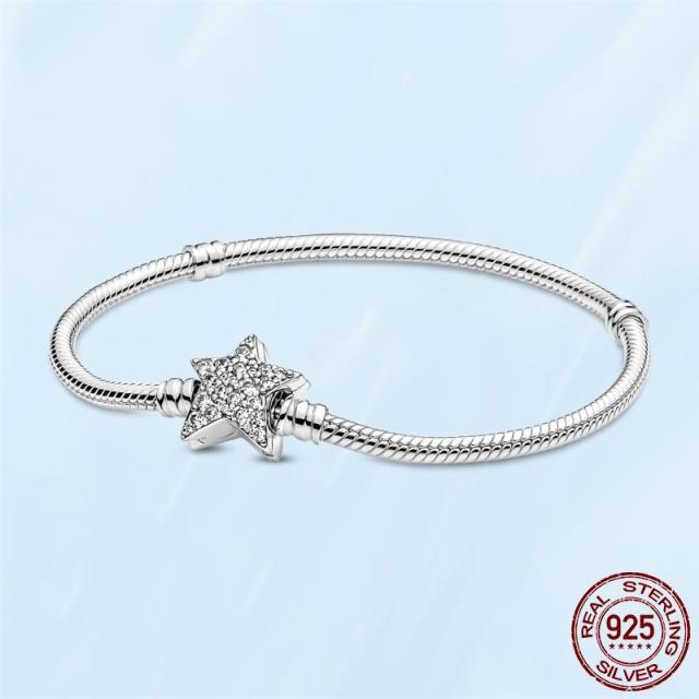 Femme Браслет 925 пробы стерлингового серебра змея браслет-цепочка в форме сердца для женщин Fit Charms Бусины ювелирные изделия подарок