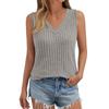 Женская повседневная модная футболка без рукавов с V-образным вырезом и однотонным жилетом