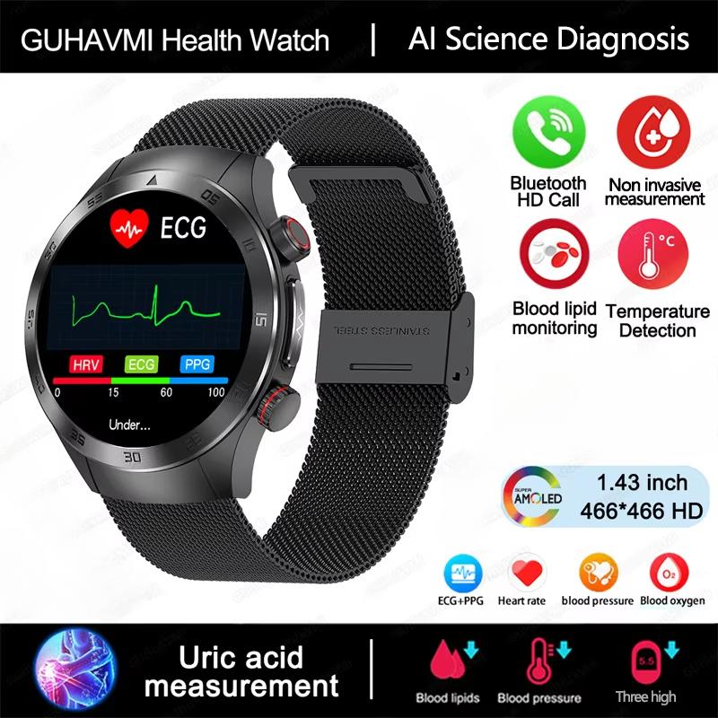2025 Новые умные часы с сапфировым стеклом для неинвазивного мониторинга здоровья, лазерной терапии, контроля жиров в крови, мочевой кислоты, ЭКГ, для Xiaomi