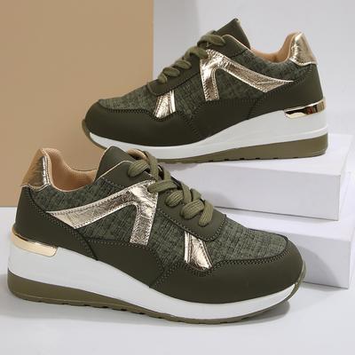 Женская повседневная спортивная обувь больших размеров, модные удобные кроссовки на танкетке, женские весенне-осенние кроссовки на толстой подошве с противоскользящей подошвой для бега