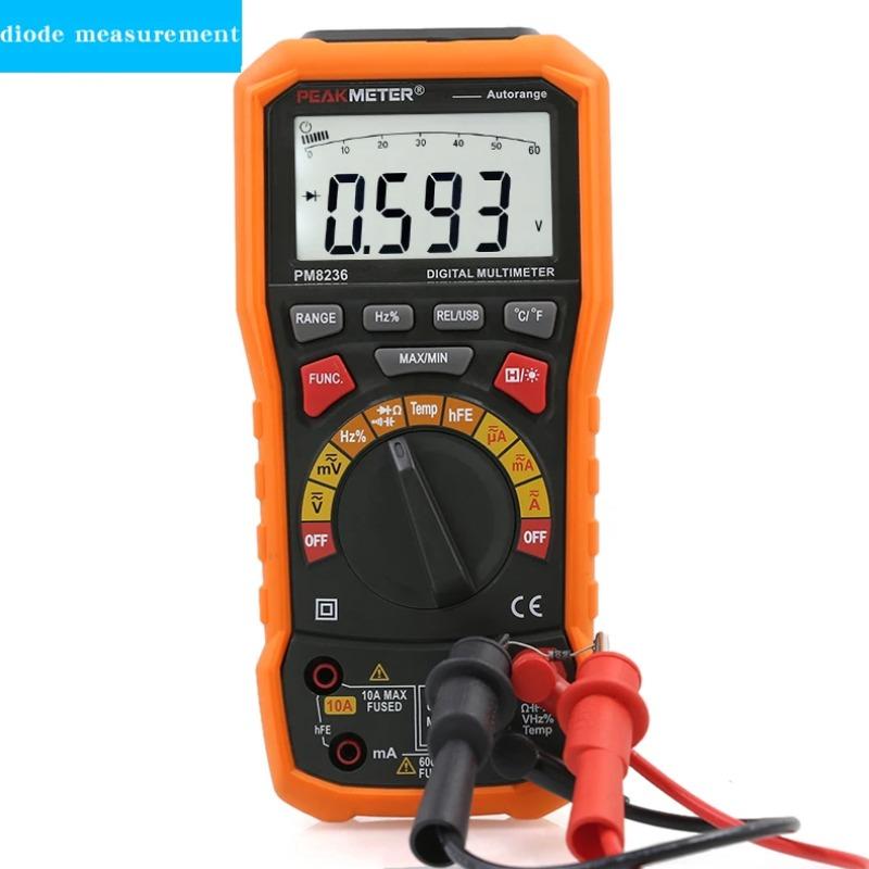 PEAKMETER PM8236 Цифровой мультиметр True RMS с автовыбором диапазона, высокой точностью, ЖК-дисплеем, возможностью подключения к ПК, вольтметр