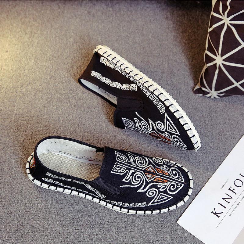 Embroidery Old Beijing Cloth Shoes Men'S Casual Canvas Shoes Men'S And Women'S Trends Korean Version Season Breathable Social Beans
