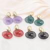 Bohemian Hollow Net Pendants Women's Dangle Earrings Purple Red Screw Spiral Hanging Earrings Metal Oval Top Drop Earrings