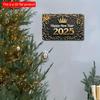 2D Плоский 30*20 см, Деревянная табличка в стиле бохо "Счастливого Нового года 2025", Настенная декоративная табличка, Многоцелевая квадратная табличка-венок, для дома, кухни,