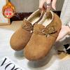 Увеличение внутренней высоты и бархат для тепла женские зимние новые толстоподошвенные ленивые хлопковые туфли Дуду на одной педали для женщин