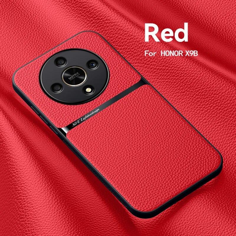 Чехол для Honor X9b с металлической пластиной, чехол для телефона Honor X9b X9a Honor X9b, автомобильный магнитный держатель, противоударная задняя крышка из искусственной кожи