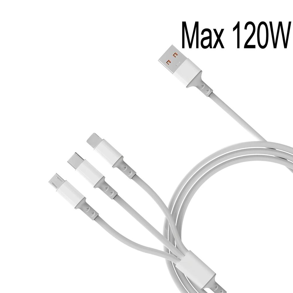 1,2 м / 3 в 1 USB-кабель для зарядки USB-кабель Для серии iPhone 14-8 Samsung Huawei Xiaomi Многопортовый Несколько