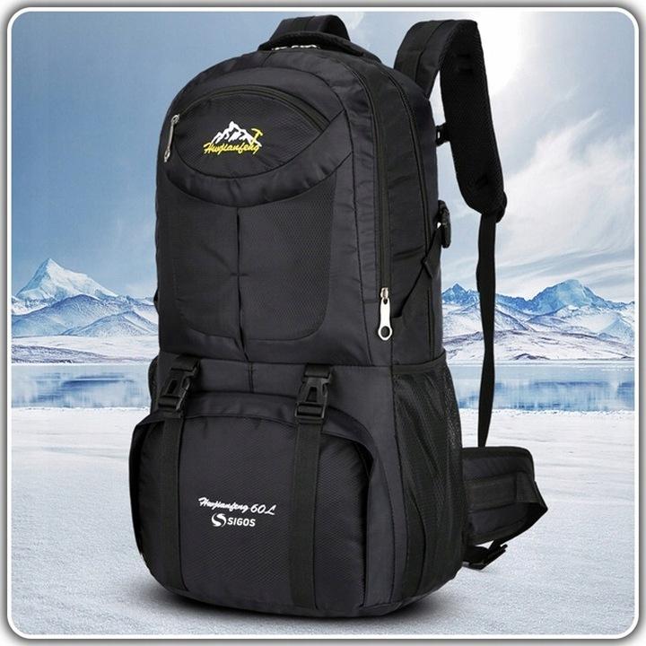 Plecak Turystyczny Trekkingowy 60L Na Wycieczki W Góry Męski Czarny Górski