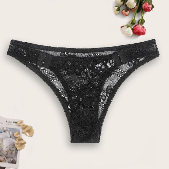 Chic Underpants Flower Embroidery Anti-septic Underwear Lace No Constraint Lady Briefs Women Garment