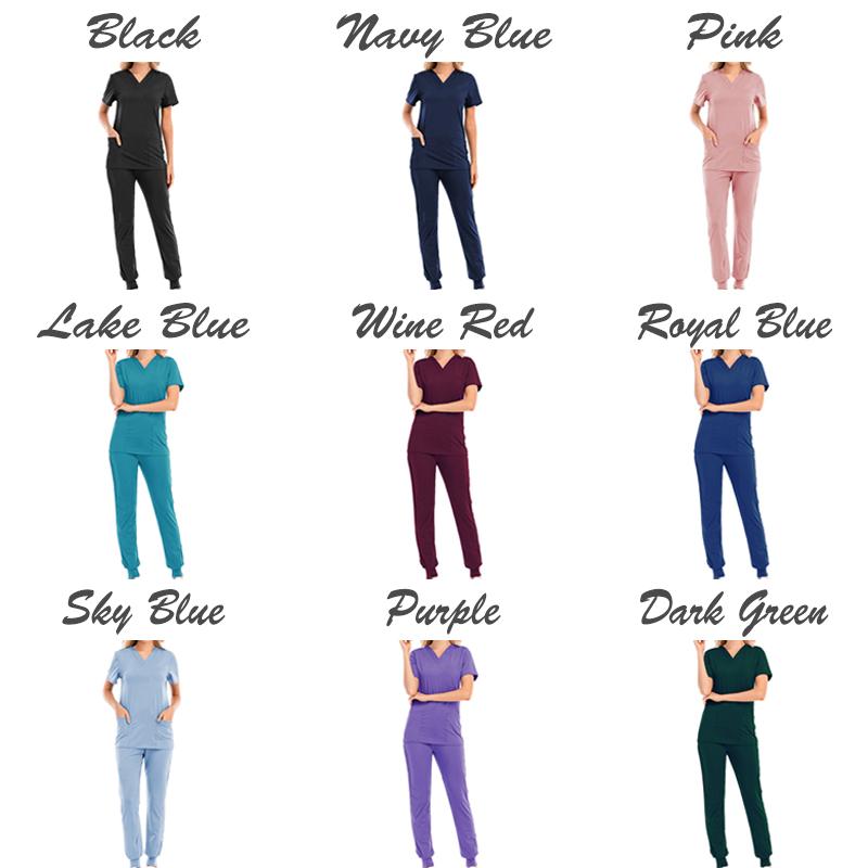 Унисекс больничная униформа с v-образным вырезом, комплект карманов, сплошной цвет, скраб, костюмы для бега, хирургический халат, мода
