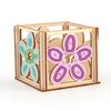 Photophore en bois à décorer - Fleurs - 10 x 10 x 6 cm