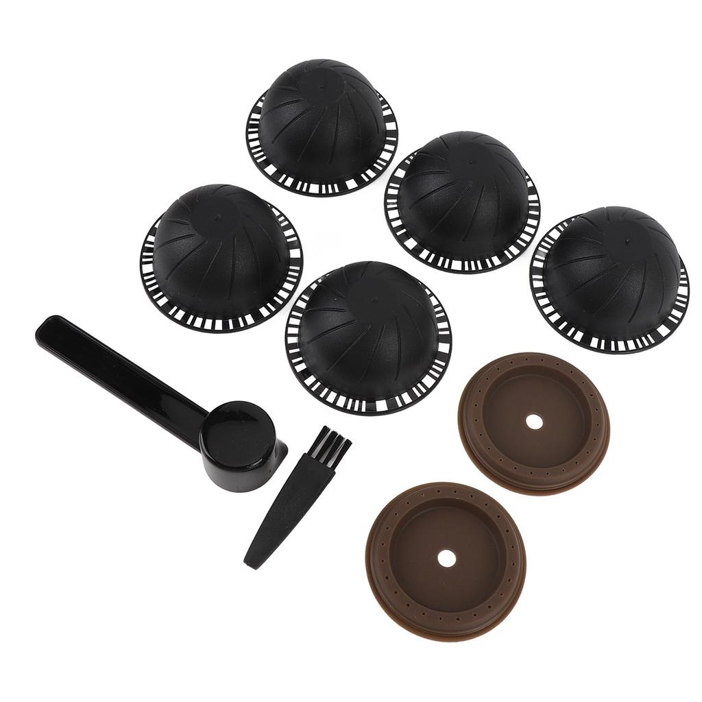 5 шт. многоразовых кофейных капсул, многоразовые кофейные капсулы с 2 крышками, 1 ложка-кисточка для приготовления кофе