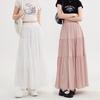 White Mid Length Cake Skirt Spring Summer Women Elastic Waist Loose Soft Breathable Casual Holiday A-line Skirt Simple Pink