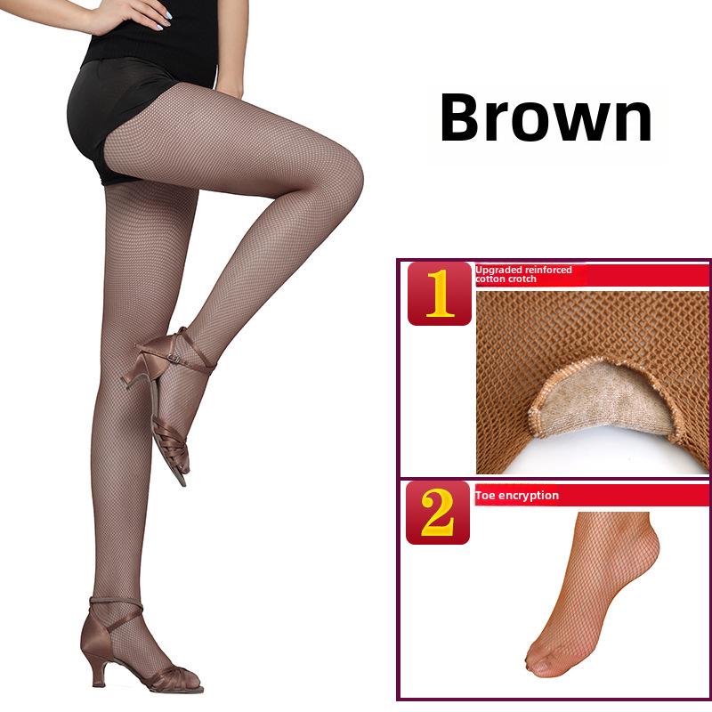 Колготки для латиноамериканских танцев цвета карамели с закрытыми пальцами и хлопковой промежностью, идеально подходят для профессиональных соревнований.
