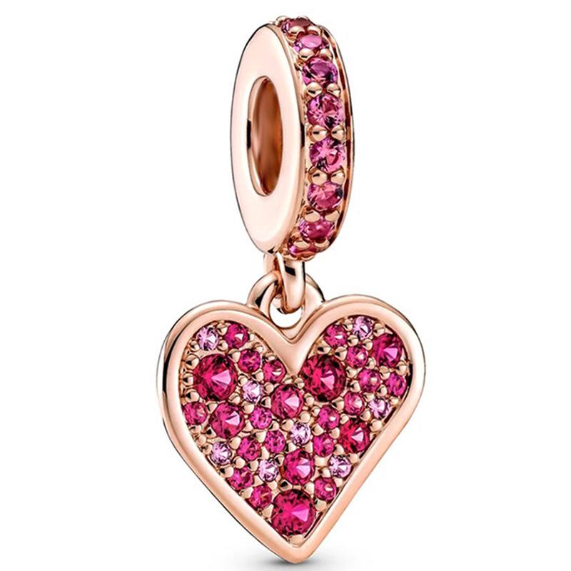 European Style DIY Charm Beads for Jewelry Making, Gold Plated CZ Heart Animal Dangle Charms, Pandora Compatible Bracelet Necklace Accessories