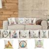Happy Easter Bunny Eggs Sofa Pillow Case Cushion Cover Easter Decorations Easter Pillowcase