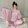 Women's Ice Silk Cherry Print Pajama Set - Elegant Summer Three-Piece Lounge Wear
