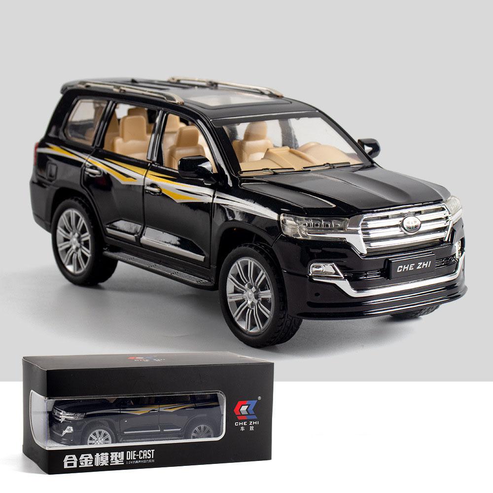 Масштаб 1/24 Toyota Land Cruiser, литая под давлением модель автомобиля, игрушечный автомобиль с откатным механизмом, звуком и светом для детей, коллекция подарков для мальчиков и девочек