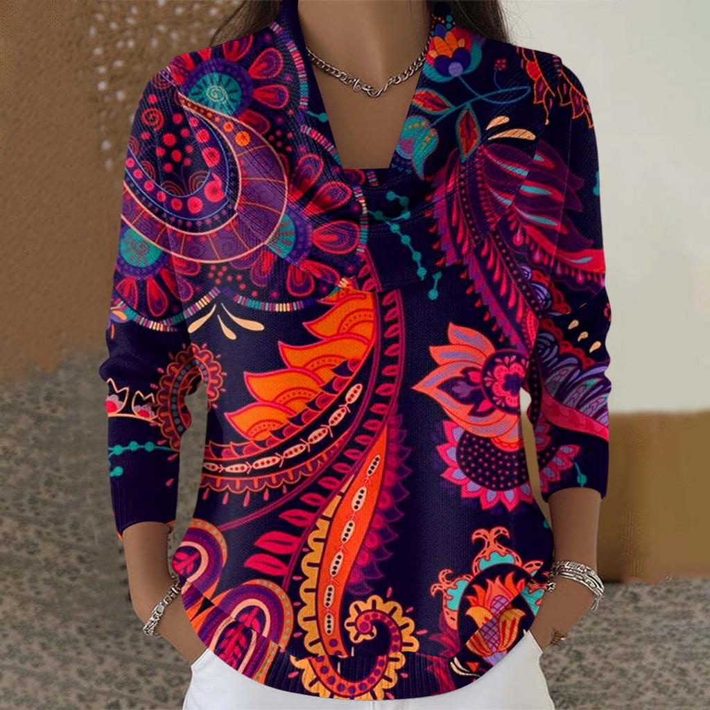 Женский повседневный и модный свитер с круглым вырезом, длинными рукавами и принтом