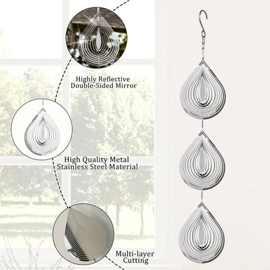 3D Ветряной спиннер Капля воды Декорация для отпугивания птиц Подвесной для улицы Сада Двора Фермы