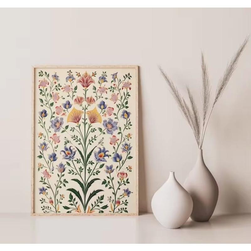 Индийское народное искусство Древо жизни Винтажный лотос Персидский цветочный узор Плакат и печать Картина на холсте Настенные картины Декор для дома