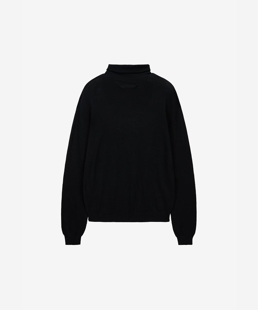 ZIOSONGZIO Silk Blend Whole Garment Turtleneck Black Zi2Kt201Bk