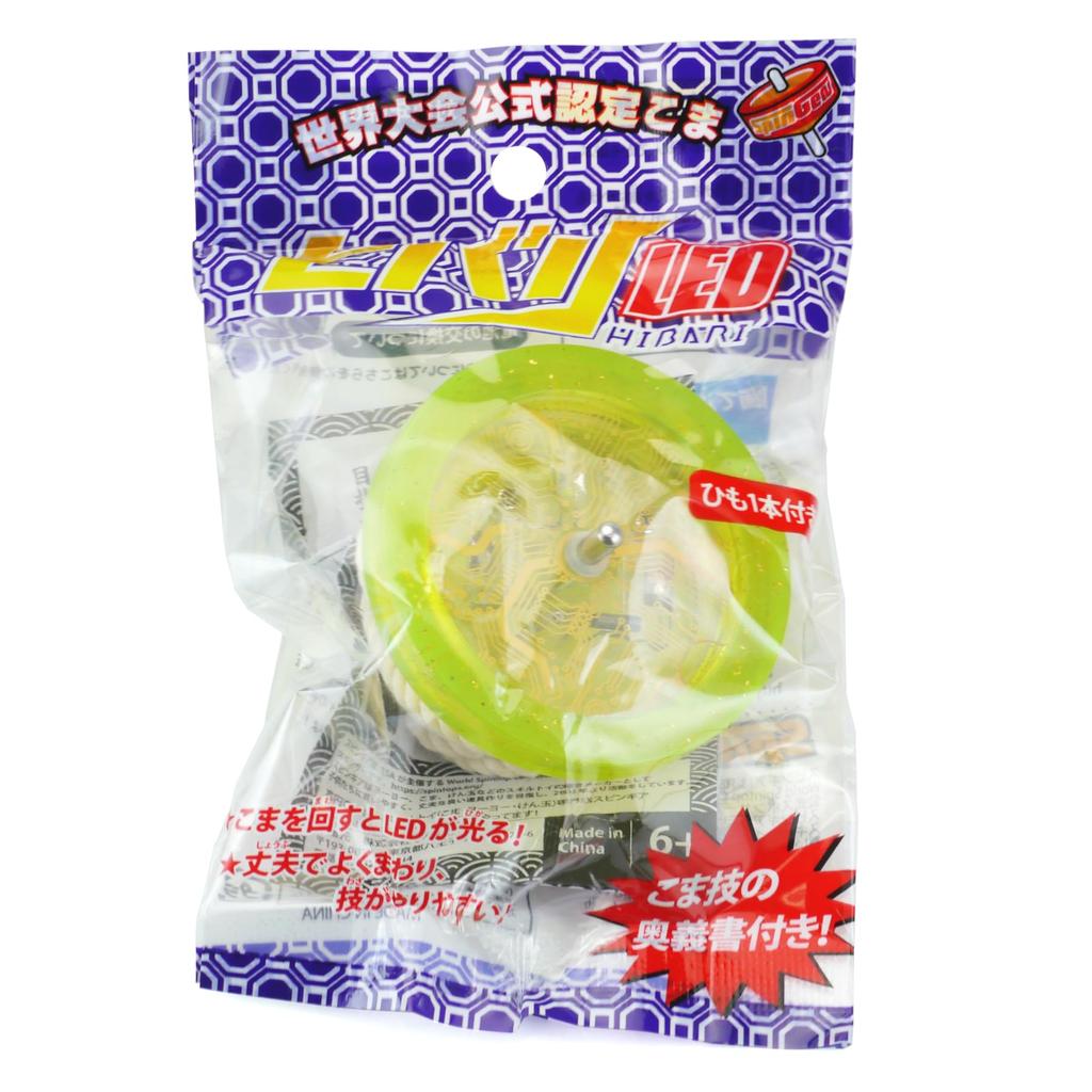 Spin Gear World Championship Certified Throwing Top with 1 String Blue Light-Up Top, Skylark, LED, (Yellow Glitter, LED)