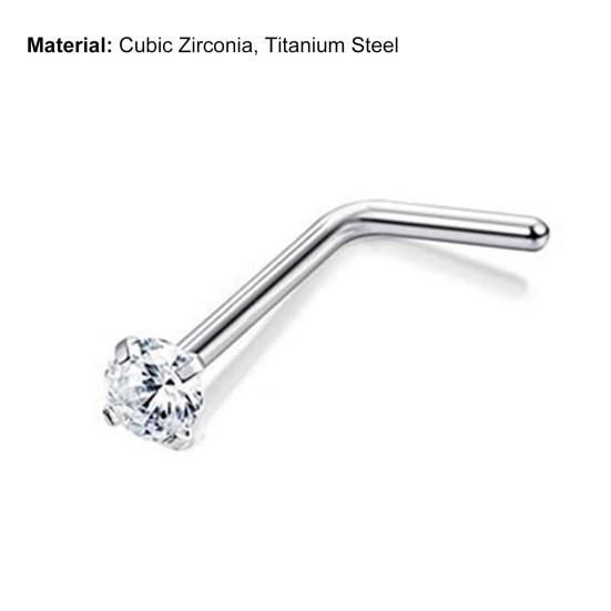 1 шт. изысканное полирующее кольцо в носу в форме номера из титановой стали с кубическим цирконием