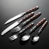 430 нержавеющая сталь заклепка бакелит западный пищевой нож и вилка ложка имитация дерева пять основных частей основной нож и вилка для еды ковка гостиничная еда