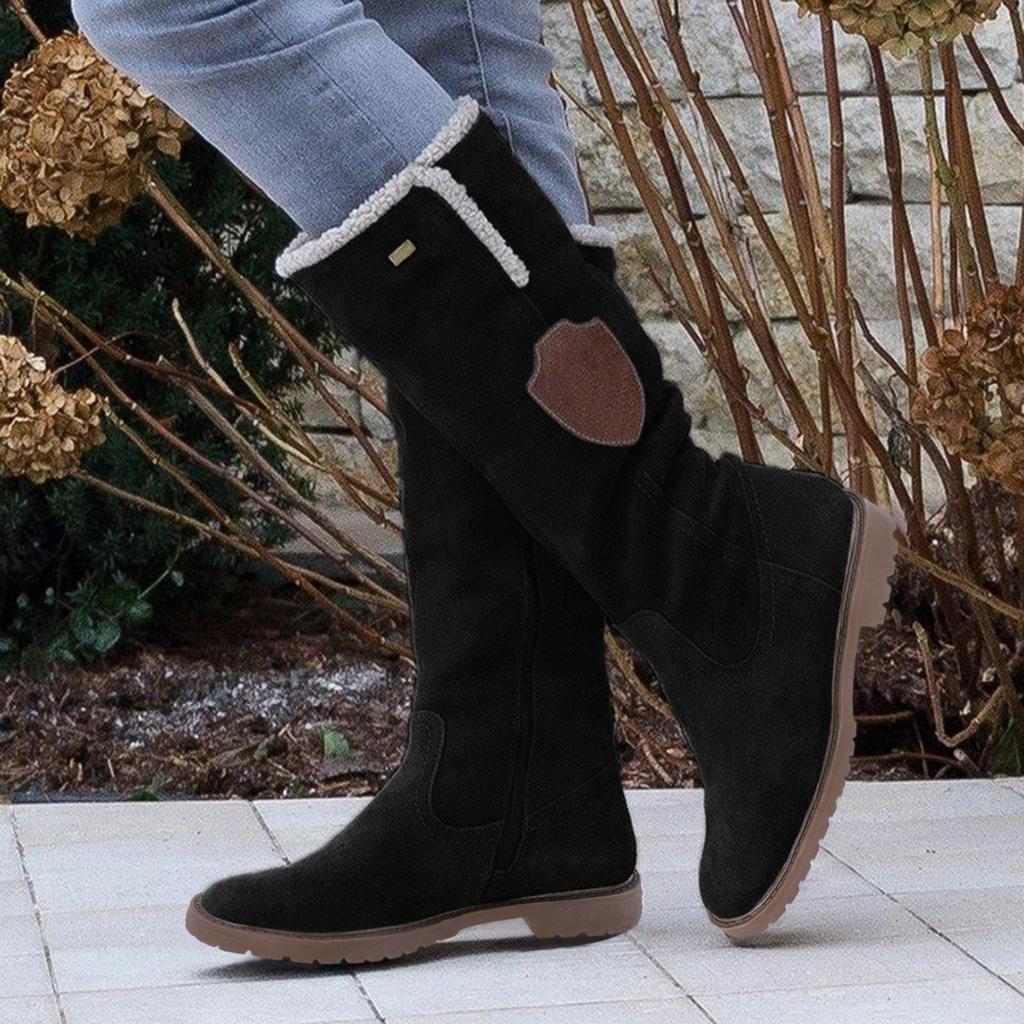 Fashion Fashion Half Boots Women Solid Color Large Size Slope Autumn Winter Suede Side Zipper Shoes Round Head Comfort Casual Boots