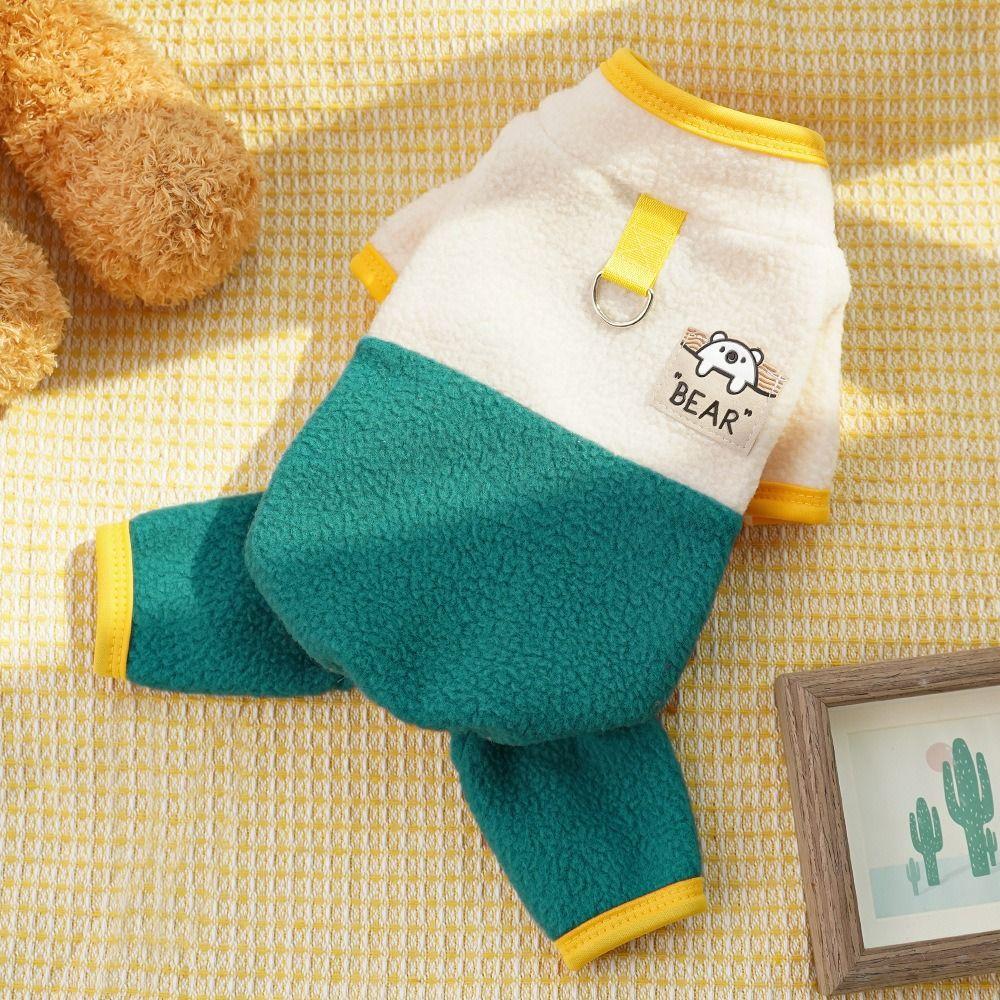 Пальто с рисунком мультяшного медведя для щенков, теплое пальто для домашних животных, комбинезон с капюшоном для собак на осень-зиму