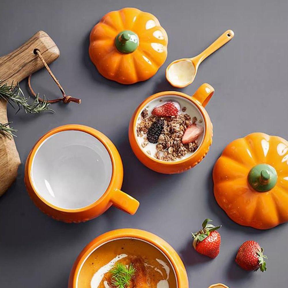 Чашка с овсянкой для воды, кружка для супа, керамическая кружка на Хэллоуин, креативная чашка с тыквой