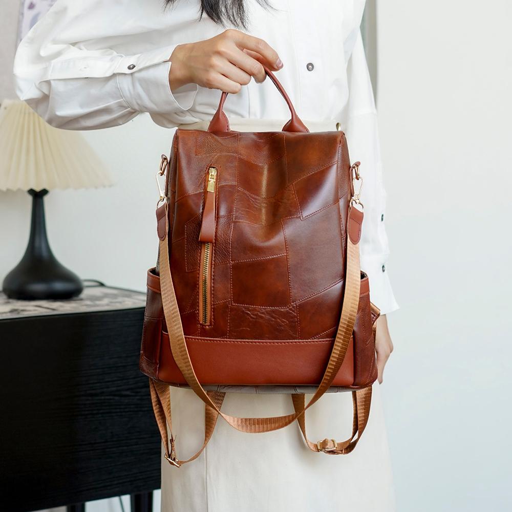 Женский мягкий кожаный рюкзак большой емкости с защитой от кражи для путешествий и поездок на работу